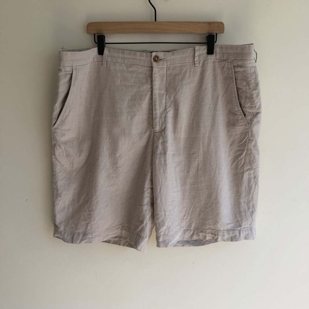 Ted Baker Mens Linen Blend Tan Shorts Size 40x10 Casual Golf Preppy Classic